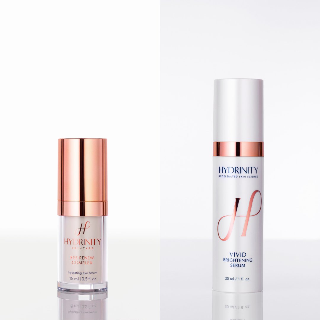 Unveil the Secrets of Revitalized Skin with Hydrinity's New Products: Eye Renew Complex and Vivid Brightening Serum - Evolve Medical Inc.